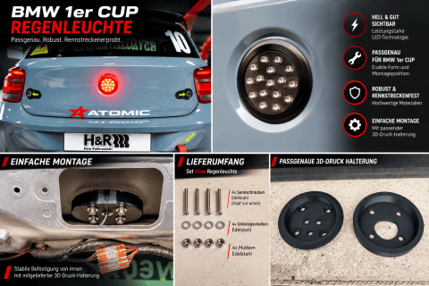 BMW 1er Cup Motorsport Einbaurahmen für Cartek Regenlicht - 1er Cup